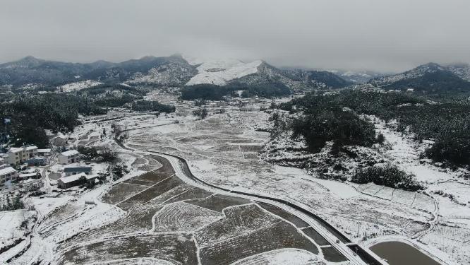 航拍冬天南方雪景