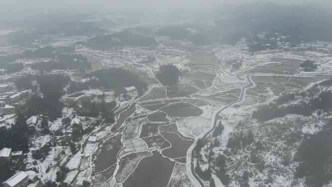 航拍冬天南方雪景