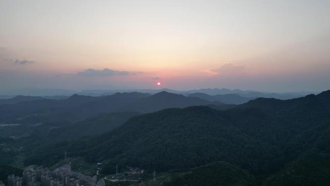 城市日落晚霞夕阳航拍