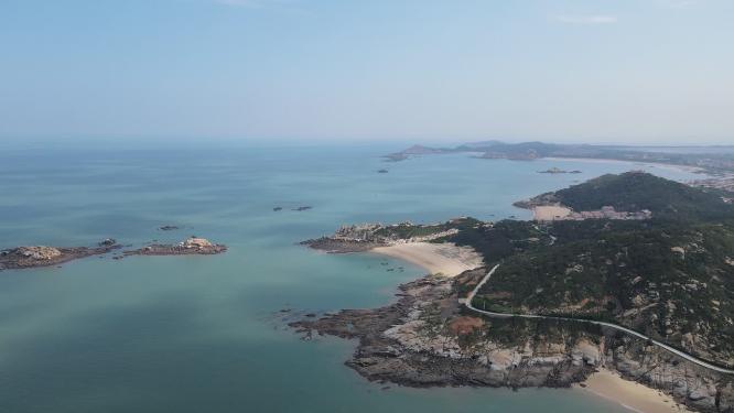 大海海浪沙滩礁石岛屿航拍