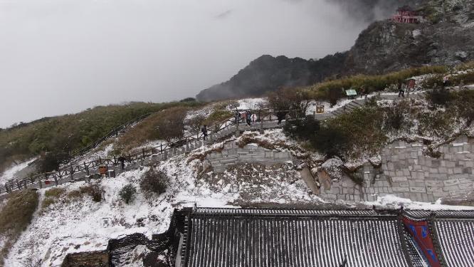 贵州梵净山5A景区雪景航拍