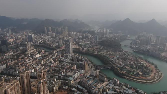 贵州铜仁城市风光航拍