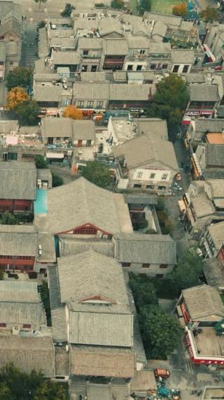 城市航拍济南宽厚里步行商业街竖屏航拍