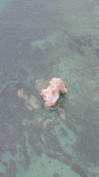 山东青岛海上石老人景区航拍