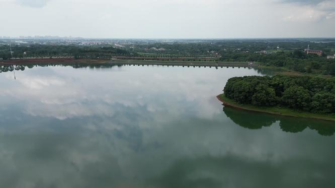 旅游景区常德市清水湖旅游区4A景区大坝航拍