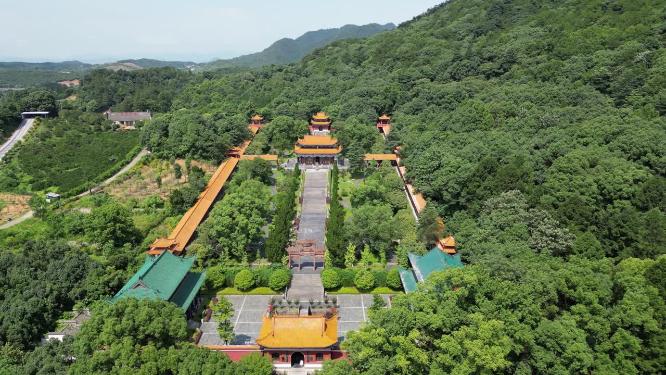 旅游景区湖南常德夹山森林公园闯王陵夹山寺航拍