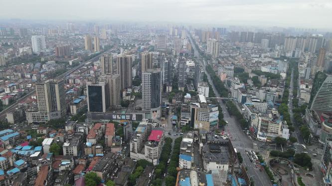 湖南岳阳城市风光交通航拍