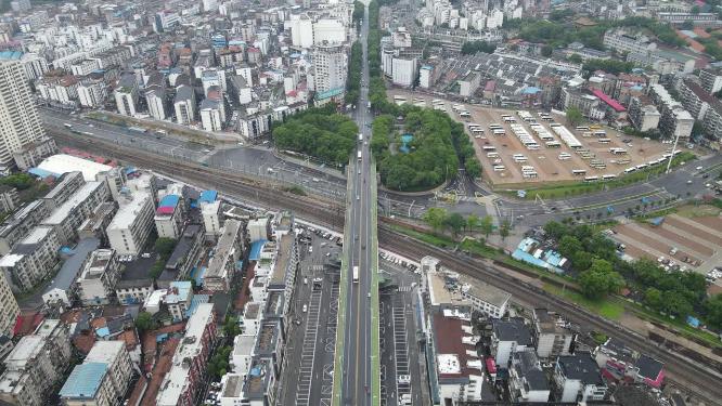 湖南岳阳城市风光交通航拍