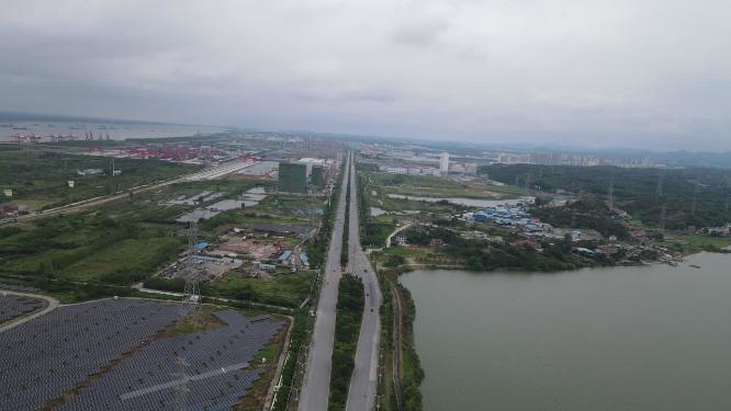 湖南岳阳城市风光交通航拍