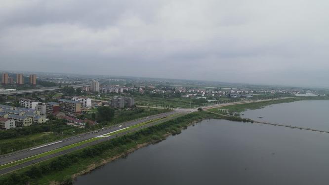 湖南岳阳城市风光交通航拍