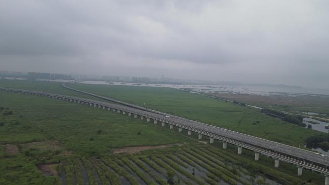湖南岳阳城市风光交通航拍