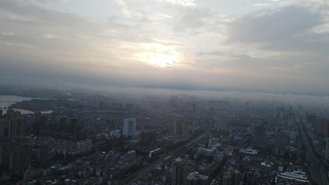 湖南岳阳城市风光交通航拍
