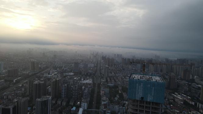湖南岳阳城市风光交通航拍