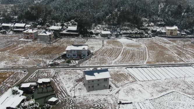 航拍农业种植农田冬天雪景