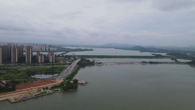 湖南岳阳城市风光交通航拍