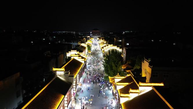 湖北襄阳城市夜景灯光航拍