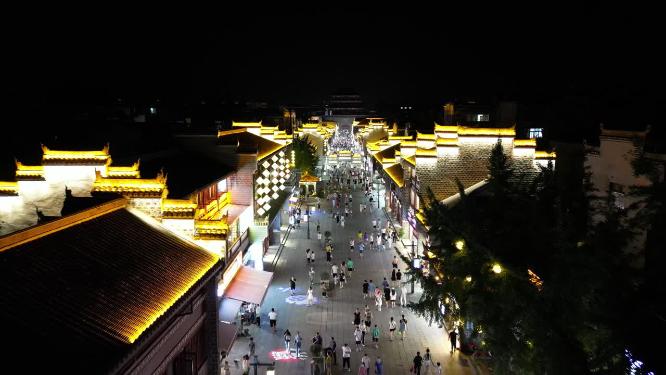 湖北襄阳城市夜景灯光航拍