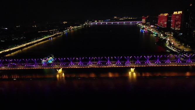 湖北襄阳城市夜景灯光航拍