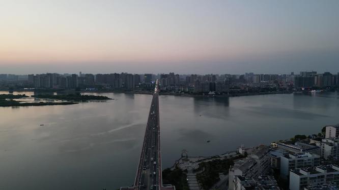 湖北襄阳襄樊汉江大桥航拍