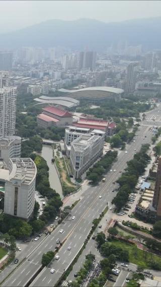 福建莆田城市风光竖屏航拍