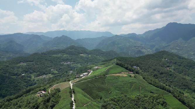 航拍大自然青山蓝天白云
