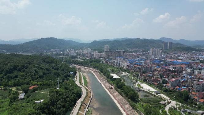航拍湖北南漳县城市建设