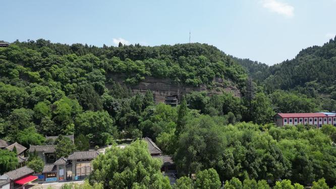航拍湖北南漳水镜庄地质公园