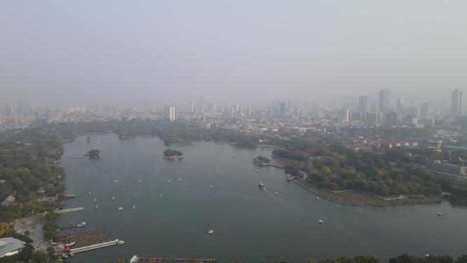 山东济南大明湖5A景区航拍