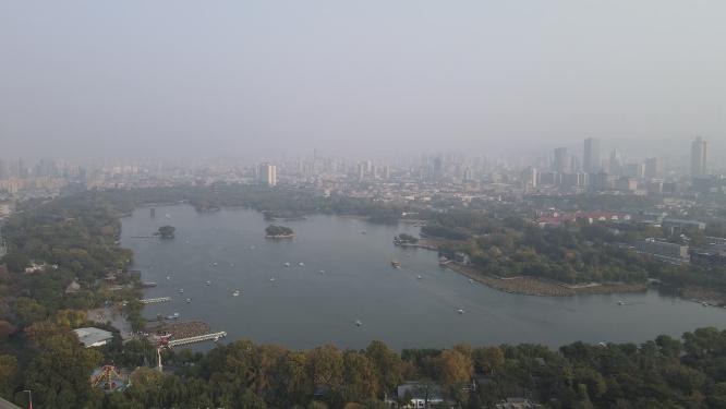 山东济南大明湖5A景区航拍
