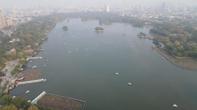 山东济南大明湖5A景区航拍