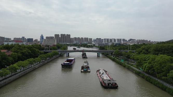 江苏京杭大运河水路运输航拍