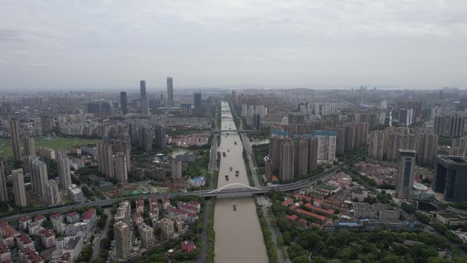 江苏京杭大运河水路运输航拍