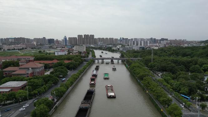 江苏京杭大运河水路运输航拍