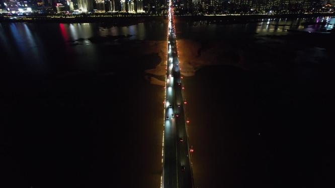 江西南昌朝阳大桥夜景航拍