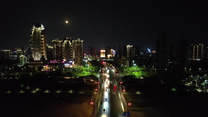 江西南昌朝阳大桥夜景航拍