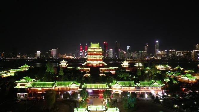 江西南昌滕王阁夜景航拍