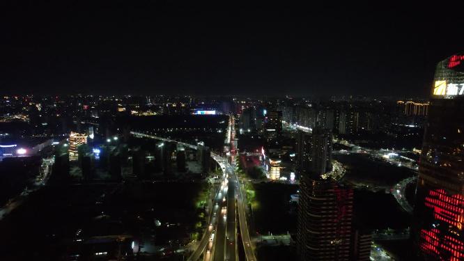 江西南昌赣江夜景灯光航拍