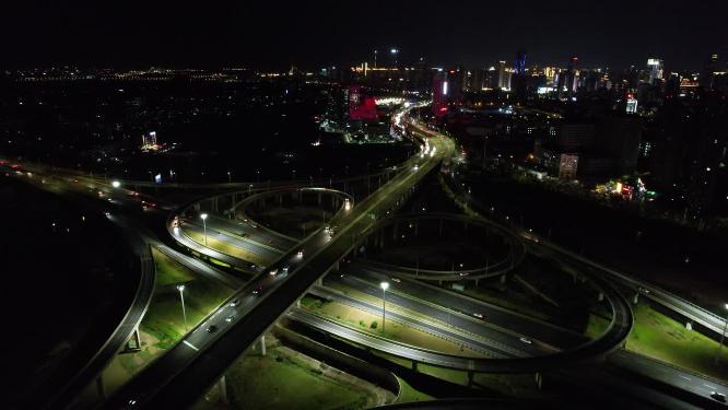 江西南昌黄家湖立交桥夜景航拍