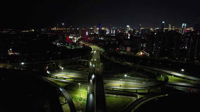 江西南昌黄家湖立交桥夜景航拍