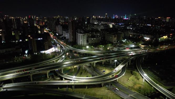 江西南昌黄家湖立交桥夜景航拍