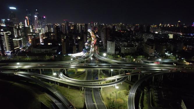 江西南昌黄家湖立交桥夜景航拍