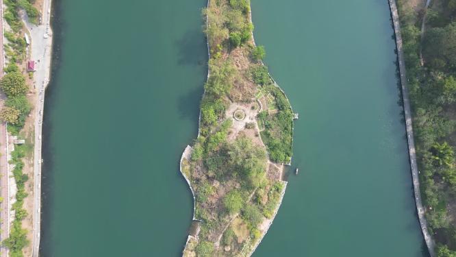 河中唯美岛屿航拍