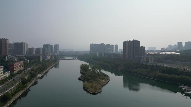 河中唯美岛屿航拍