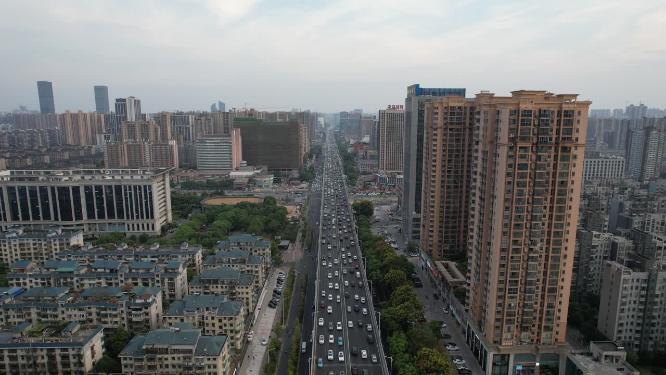 湖南长沙万家丽高架桥交通航拍