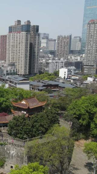湖南长沙天心阁城市风光竖屏航拍