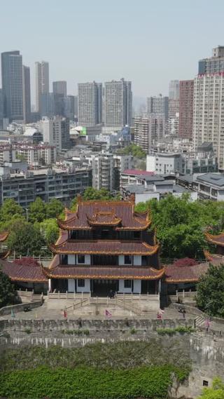 湖南长沙天心阁城市风光竖屏航拍