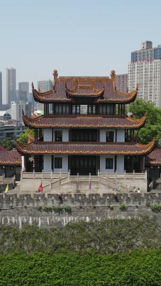 湖南长沙天心阁城市风光竖屏航拍