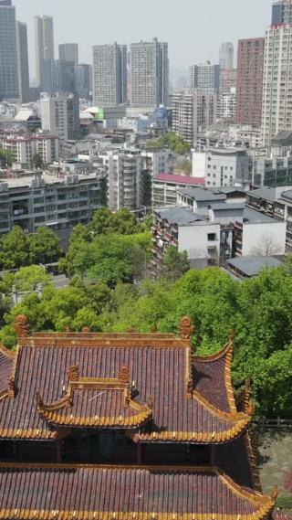 湖南长沙天心阁城市风光竖屏航拍