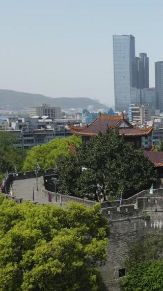 湖南长沙天心阁城市风光竖屏航拍