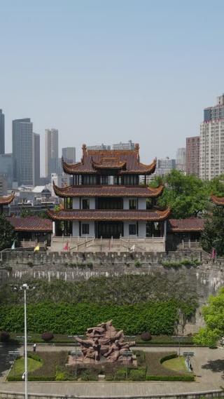 湖南长沙天心阁城市风光竖屏航拍